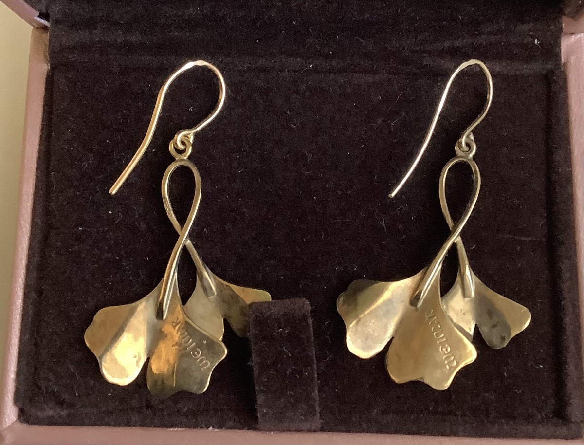 Worst Pair Of Gold Earrings Decorated With Ginkgo Biloba Leaves