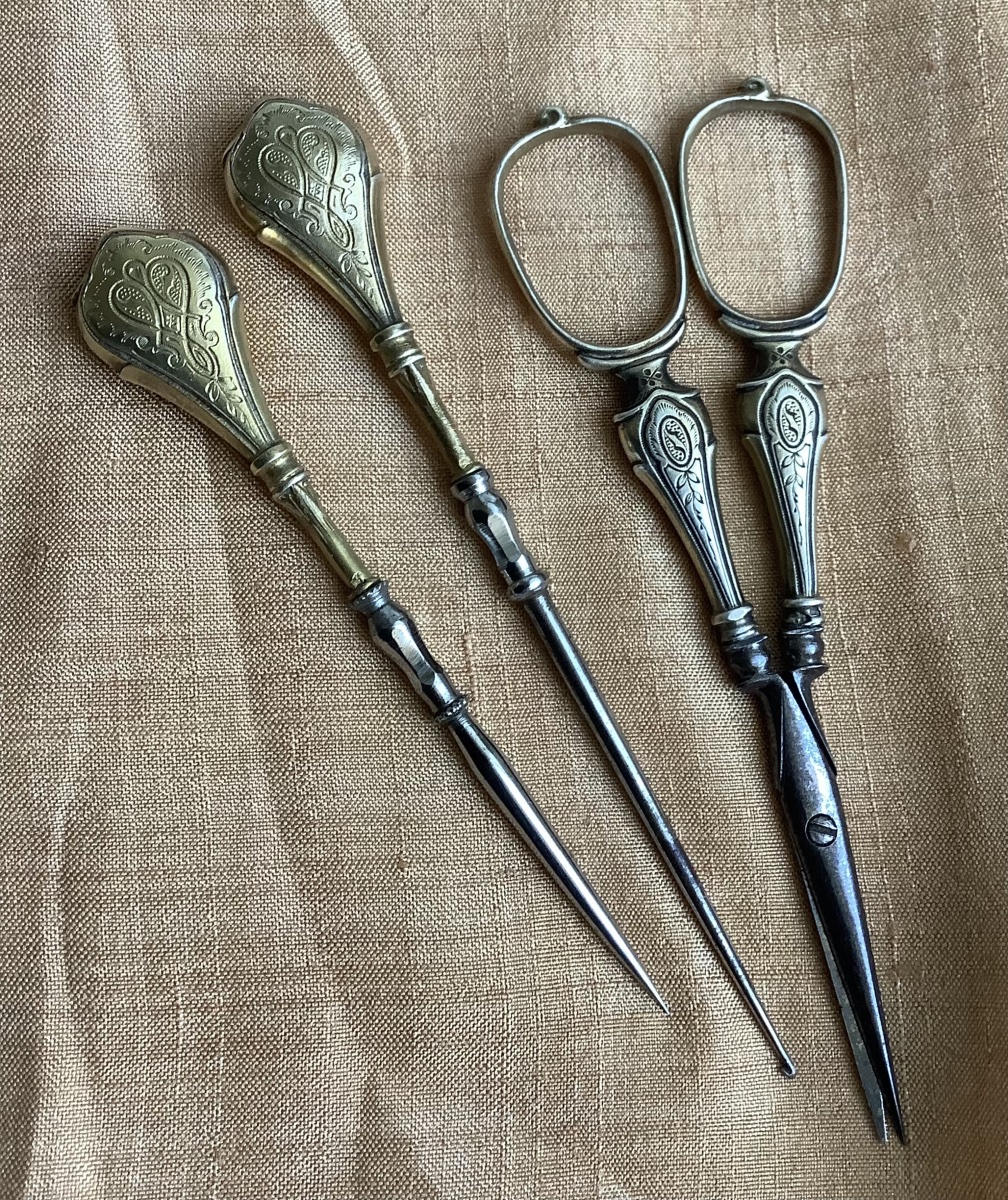 Coffret nécessaire de couture  en vermeil  XIX em siècle -photo-4