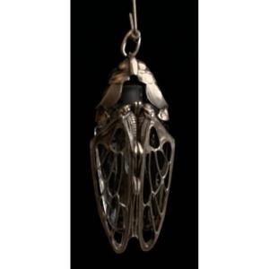 Silver Metal Perfume Bottle Decorated With A Cicada With Glass Bottle And Its Stopper