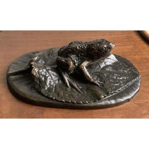 Frog On A Leaf In Bronze