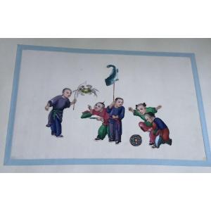 Peinture chinoise gouache sur papier de riz 