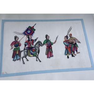 Peinture chinoise en gouache sur papier de riz