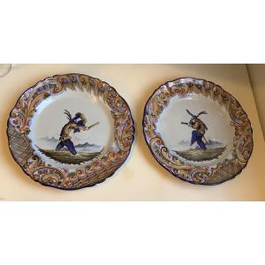 2 Assiettes St Clément personnage de Callot Fracasso commedia d’elle arte