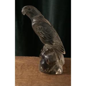 Statuette de faucon chinois par cristal de roche