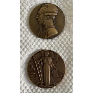 2 Médailles de Companie Général Transatlantique en bronze