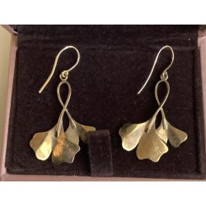 Worst Pair Of Gold Earrings Decorated With Ginkgo Biloba Leaves