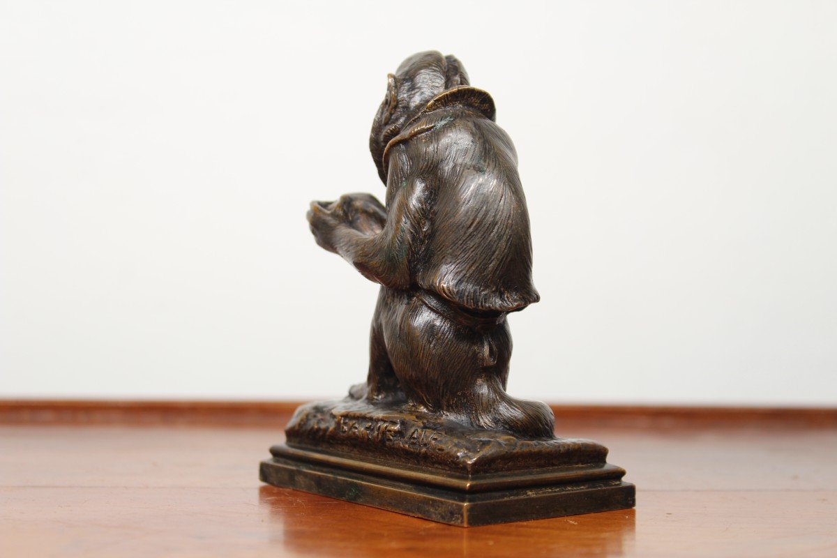 Animal Bronze - Monkey With Coconut - Alfred Barye (1839-1882)-photo-1