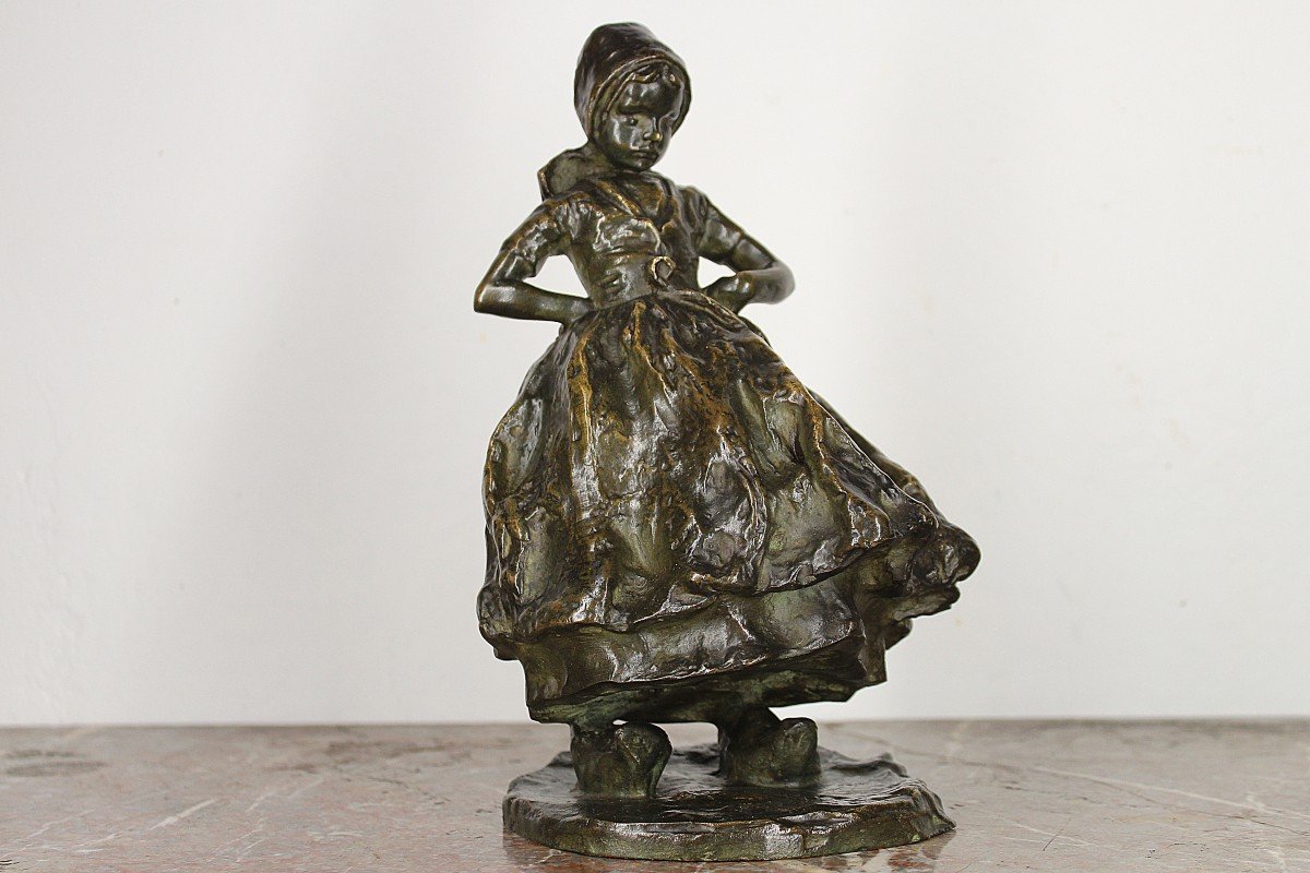 Epreuve En Bronze La Petite Boudeuse Carl Milles Fondeur Goldscheider Art nouveau Cire perdue-photo-2