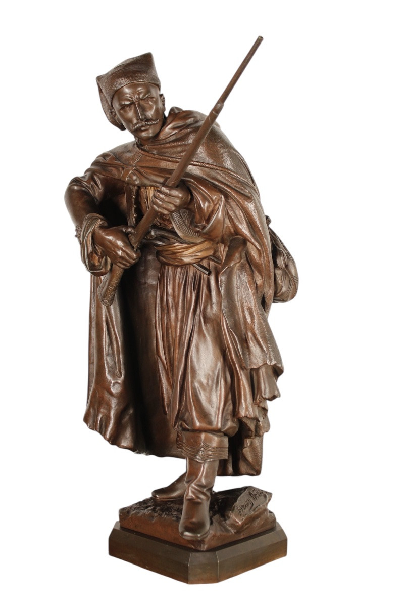 Bronze orientaliste - Guerrier Arabe Zouave - Henry Weisse  -photo-2
