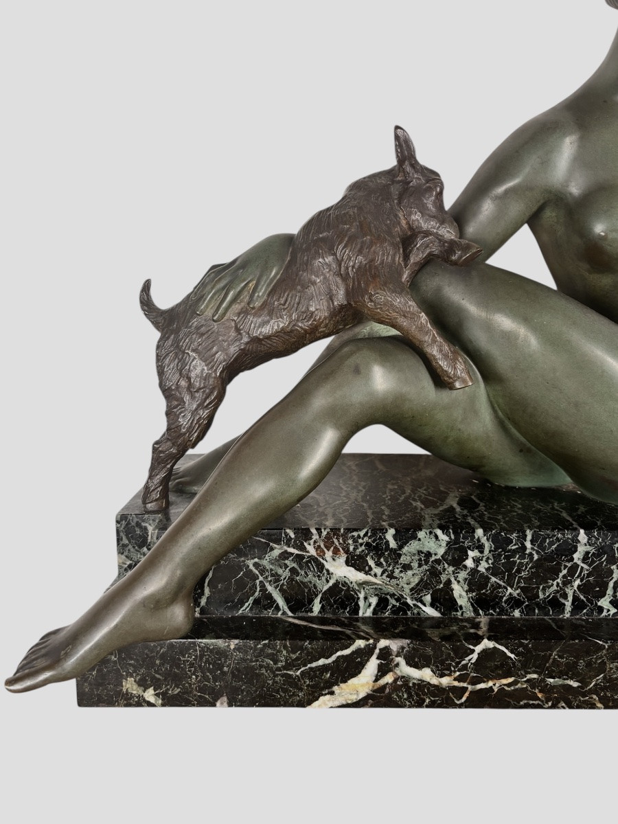 Art Deco Bronze - Woman Playing With 2 Kids - Maurice Guiraud Rivière -photo-4