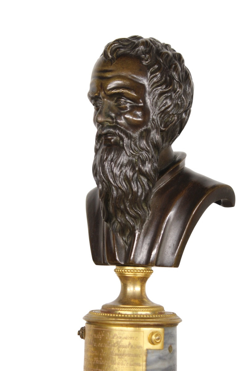 Bronze Cast - Bust Of Galen - Louis XVI Period - Empire -photo-1