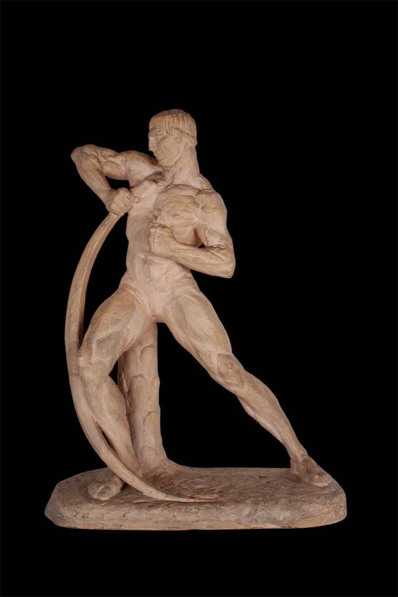 Terracotta Print - Hercules Bending The Bow - Henri Bargas - Art Deco 