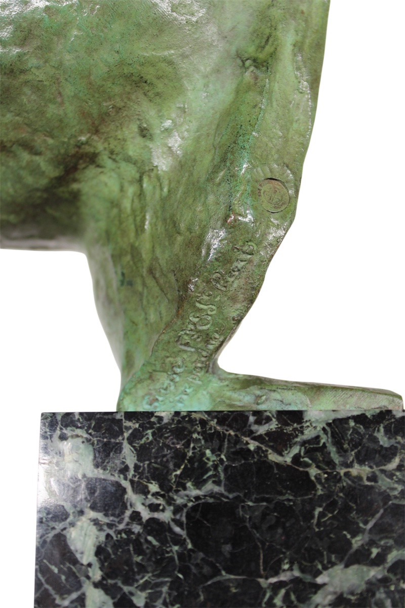 Épreuve en bronze - Buste de jeune Faune - Germaine Oury - Susse Frères - Cire perdue  Art deco-photo-1