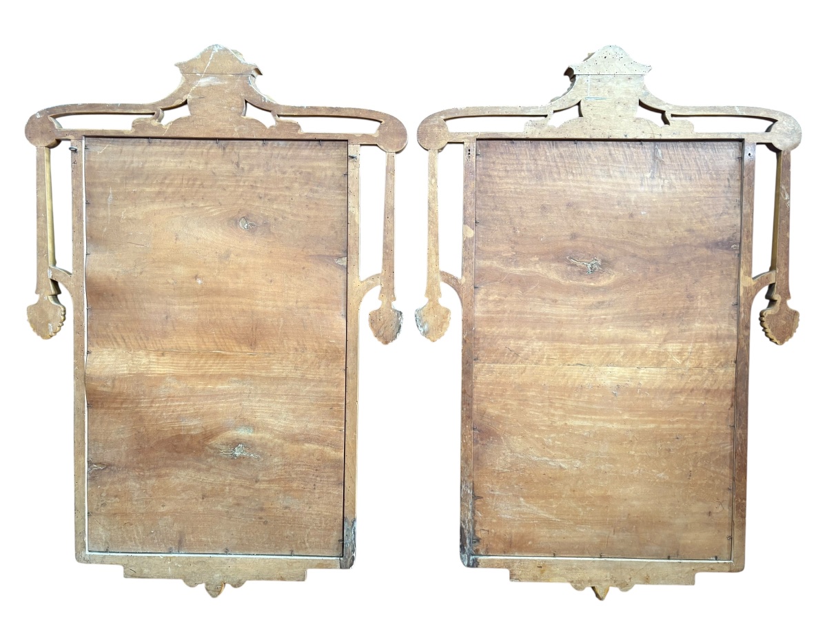 Pair Of Incredible Wooden Frames With Painted Tapestry Of The Virgin And Child -photo-1