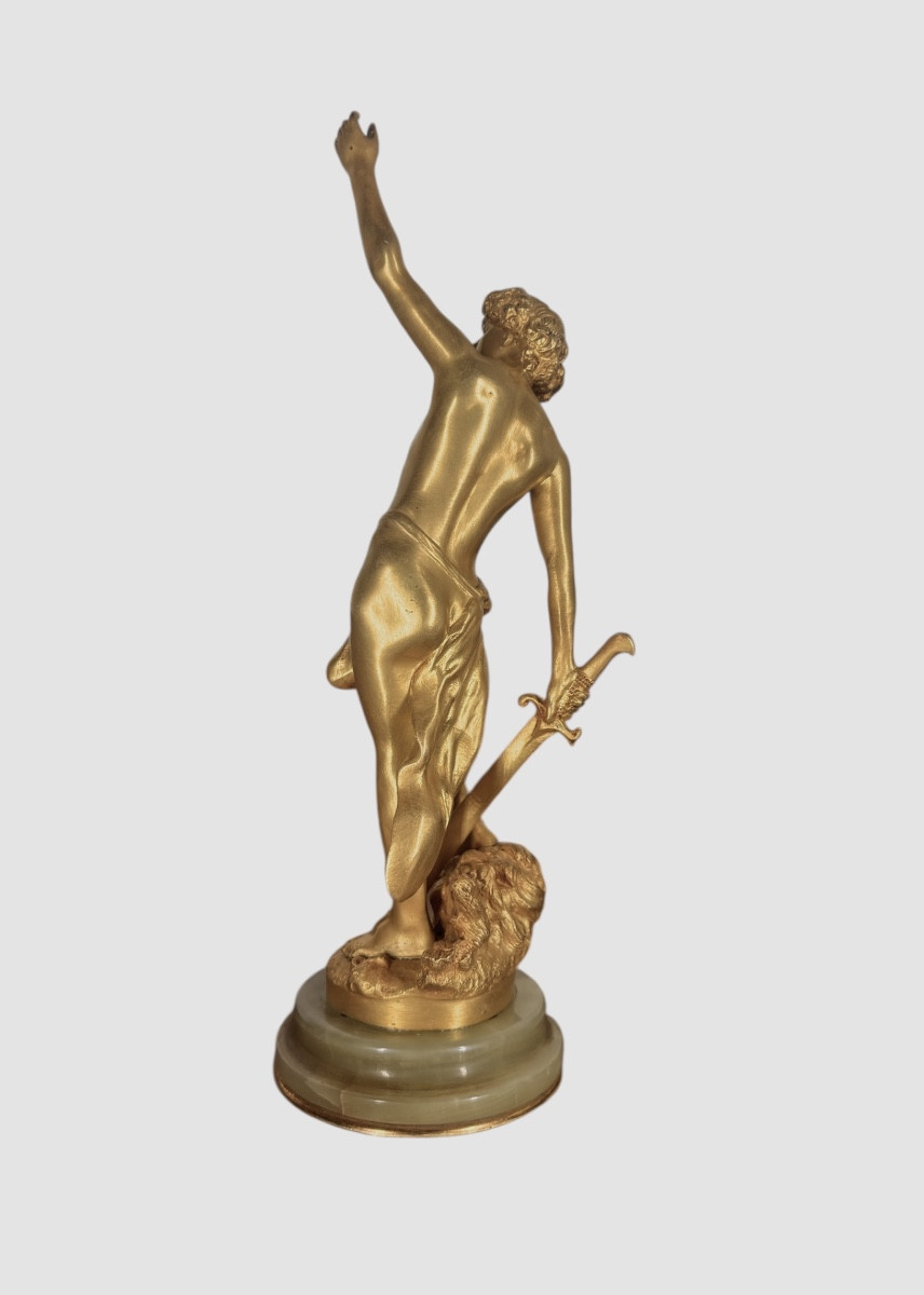 Bronze doré - David vainqueur de Goliath - Louis Gossin -photo-4