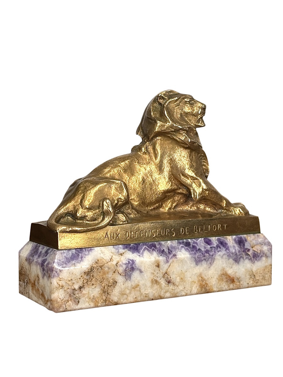 Gilt Bronze/gilt-brown Cast - Lion Of Belfort - Auguste Bartholdi - Foundry: Thiebaut Fumiere -photo-4
