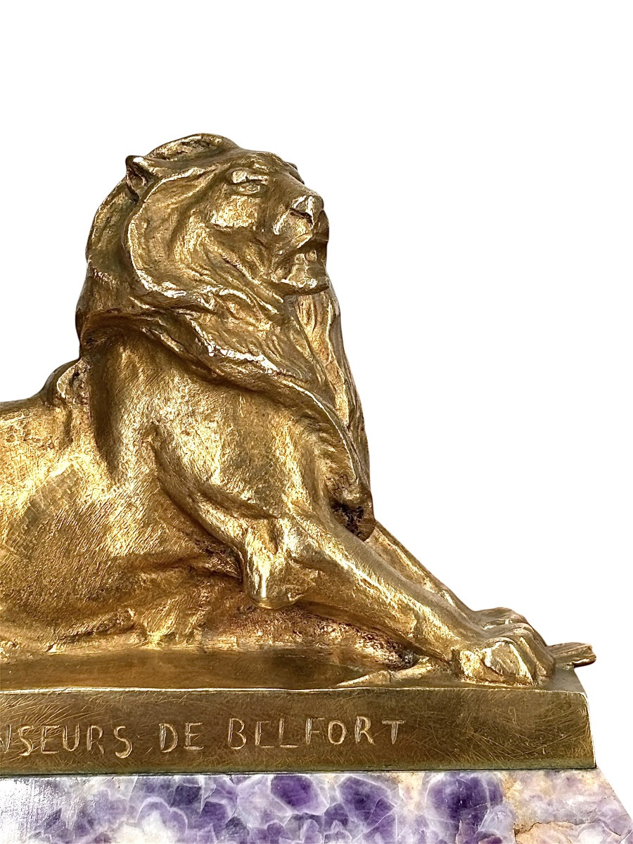 Gilt Bronze/gilt-brown Cast - Lion Of Belfort - Auguste Bartholdi - Foundry: Thiebaut Fumiere -photo-1