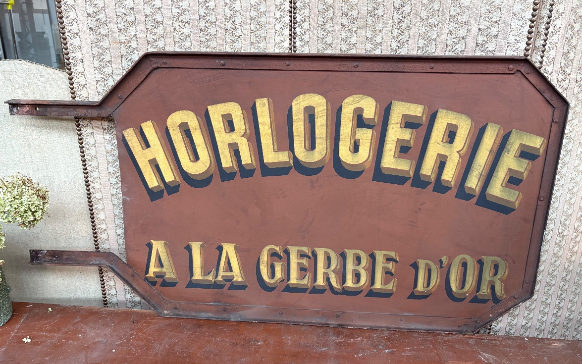 Iron Sign For Watch And Jewelry Shop "at The Golden Sheaf"-photo-2