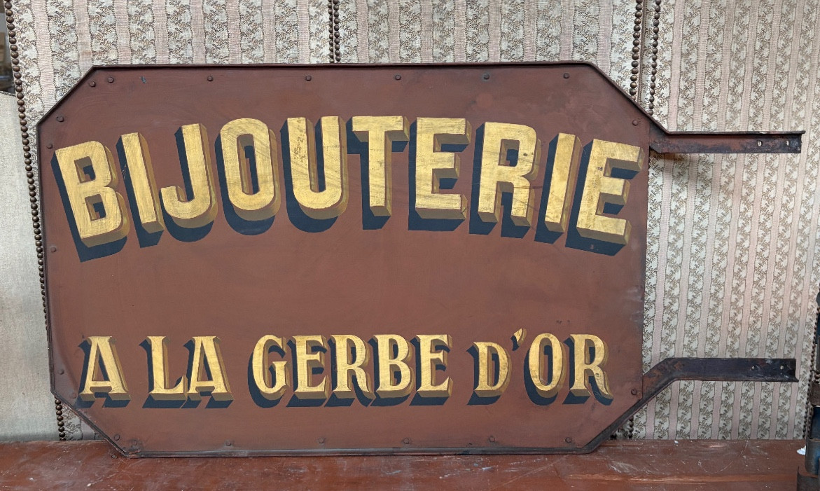 Iron Sign For Watch And Jewelry Shop "at The Golden Sheaf"