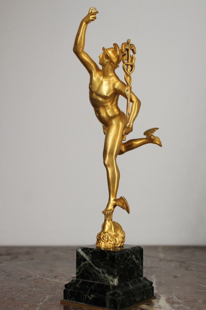 Bronze doré - Mercure Volant - Attribué à Louis Guillaume Fulconis d’après Jean de Bologne -photo-2