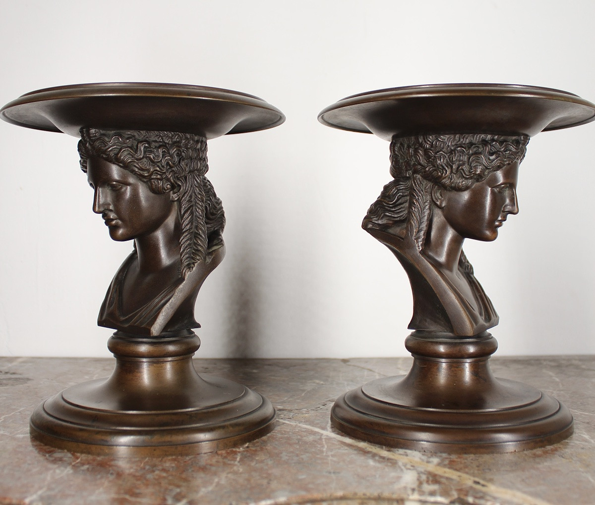 Paire de coupe - Vide poche - Mythologique aux cariatides - Attribué à Ferdinand Barbedienne-photo-2