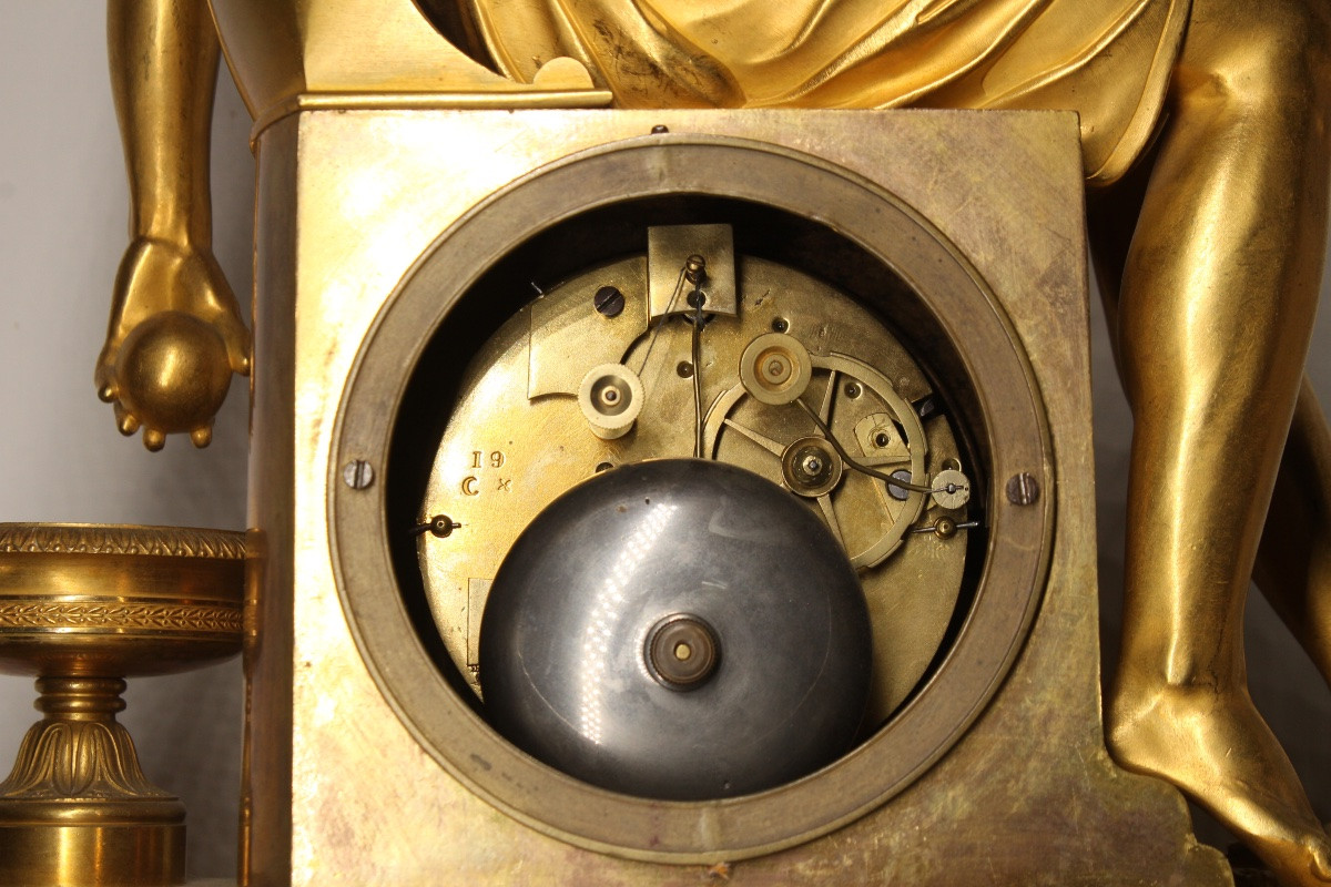 Gilt Bronze Clock - The Study Of Alexander The Great - Empire/restoration Period-photo-1