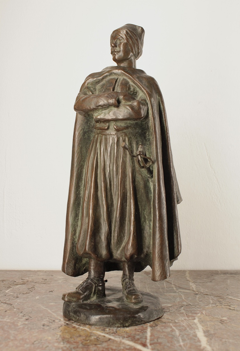 Orientalist Bronze Sculpture - Sapphires, Zouave - Military -photo-2