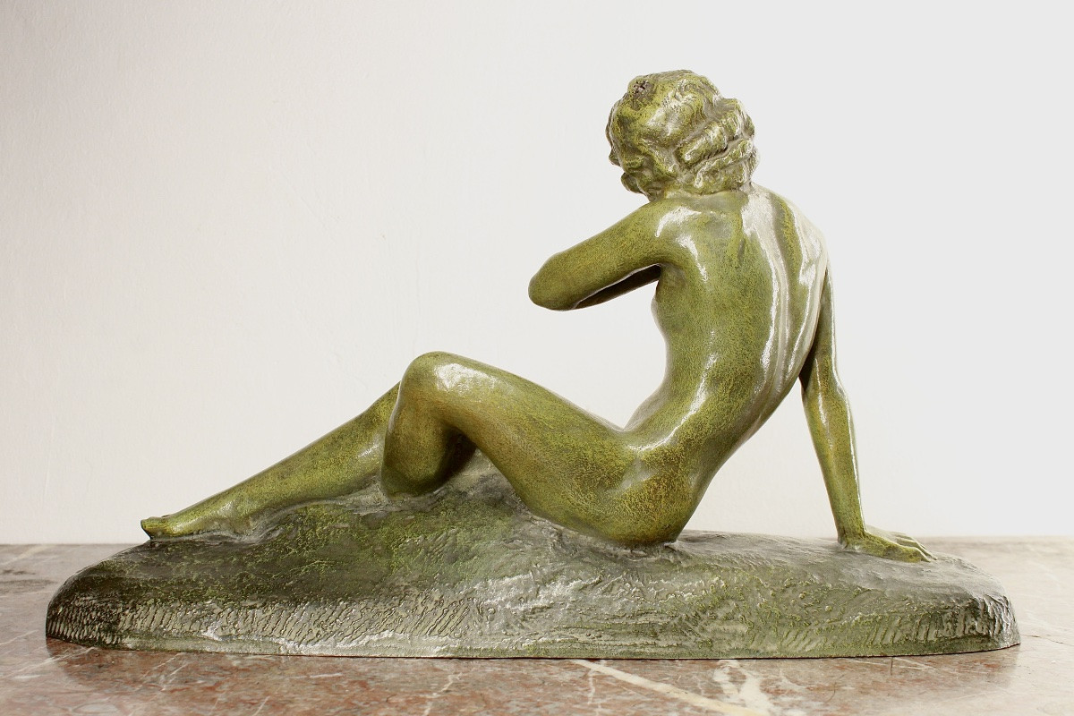 Épreuve en Bronze art deco - Femme nue alanguie - Ugo Cipriani -photo-2