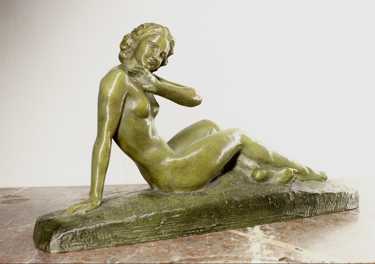 Épreuve en Bronze art deco - Femme nue alanguie - Ugo Cipriani -photo-3