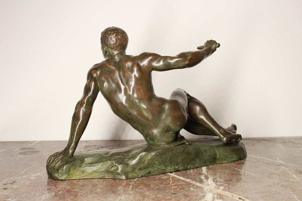 Bronze Cast - Defeated Gladiator - Luca Madrassi - Art Deco - Nude Man-photo-3