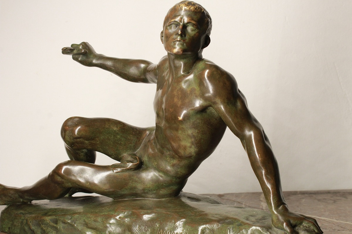 Bronze Cast - Defeated Gladiator - Luca Madrassi - Art Deco - Nude Man-photo-3
