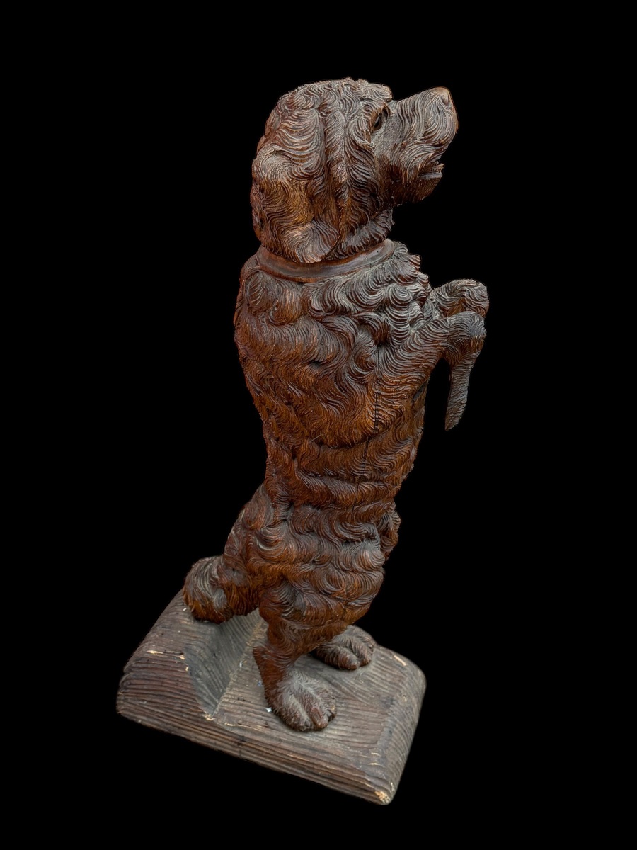 Chien art populaire en bois 19 eme travail forêt noir -photo-1