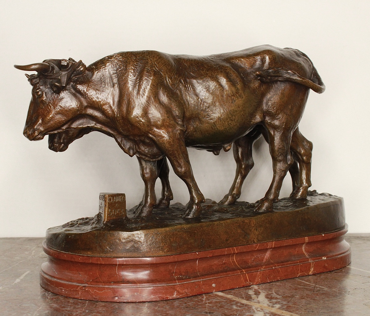 Bronze animalier Attelage de Bœufs Nivernais Charles Valton éleve de BARYE  Salon 1887-photo-2