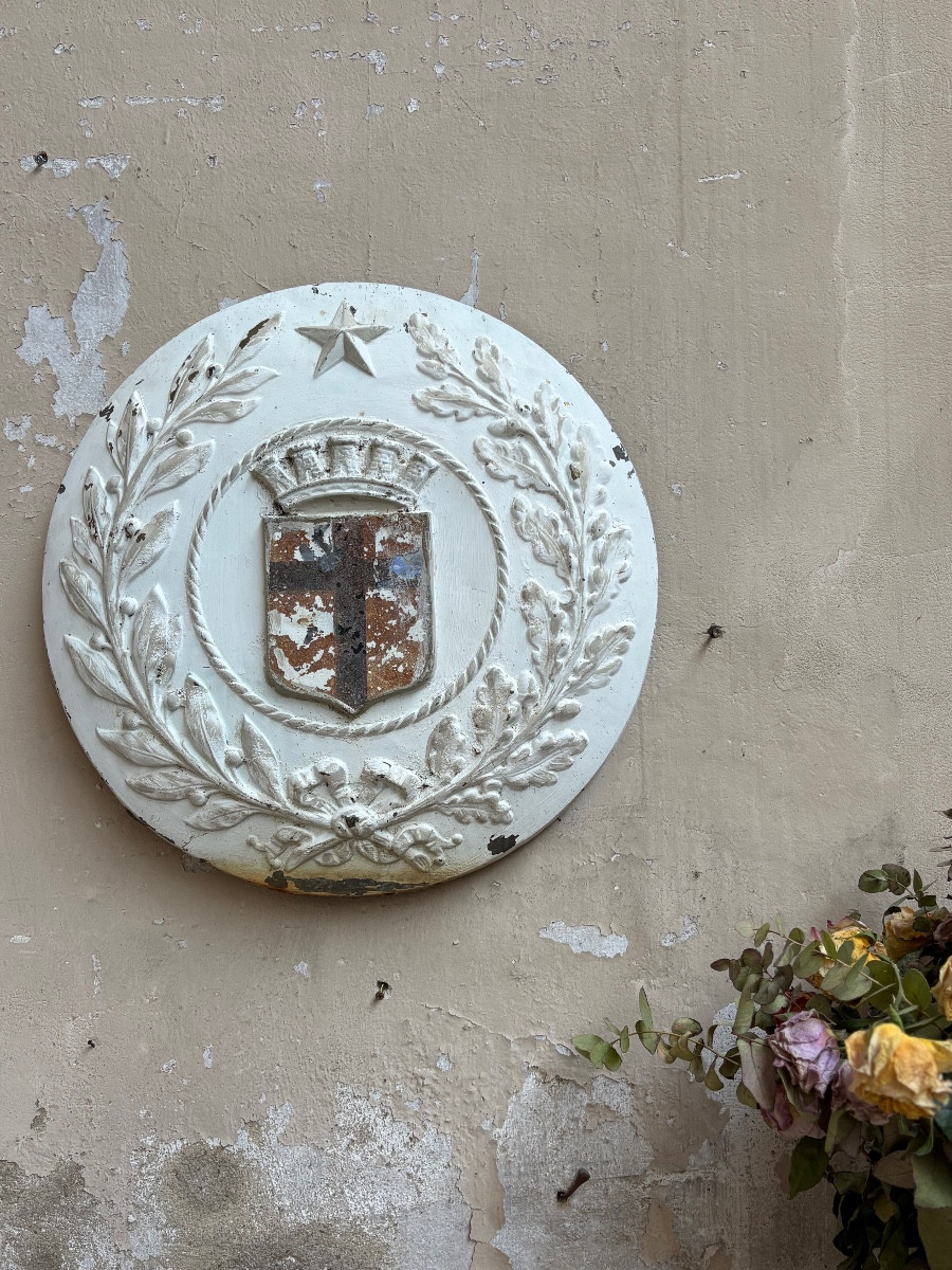 Large Moulded Zinc Heraldic Medallion, Second Empire Civic Emblem, About 1850