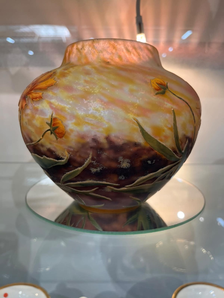 Art Nouveau Vase - Daum Décor Aux Arnicas --photo-2