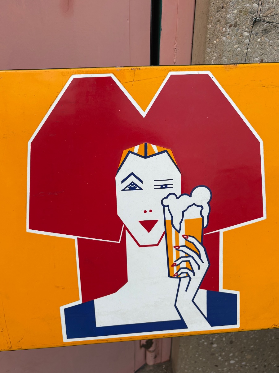 Monumental Enameled Sign Reading “lutterbach – Alsatian Beer” – Circa 1930–1950-photo-3