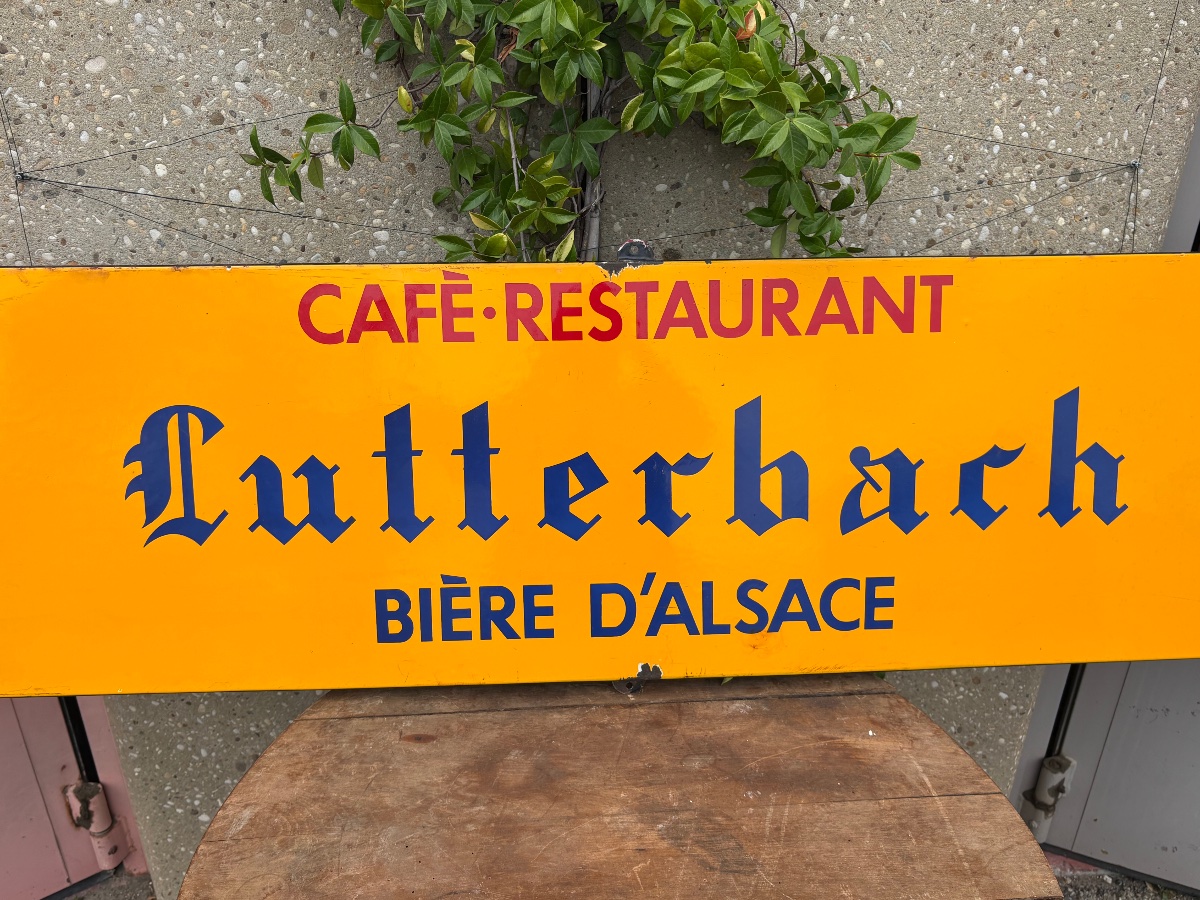 Monumental Enameled Sign Reading “lutterbach – Alsatian Beer” – Circa 1930–1950-photo-1