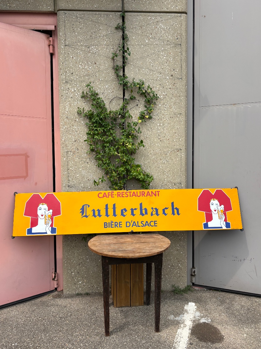 Monumental Enameled Sign Reading “lutterbach – Alsatian Beer” – Circa 1930–1950