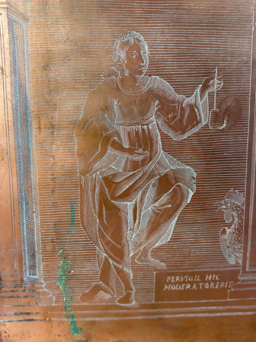 Saint Anthony With The Child, Oil On Copper – Antique Engraving Plate From The 17th–18th Centuries-photo-7