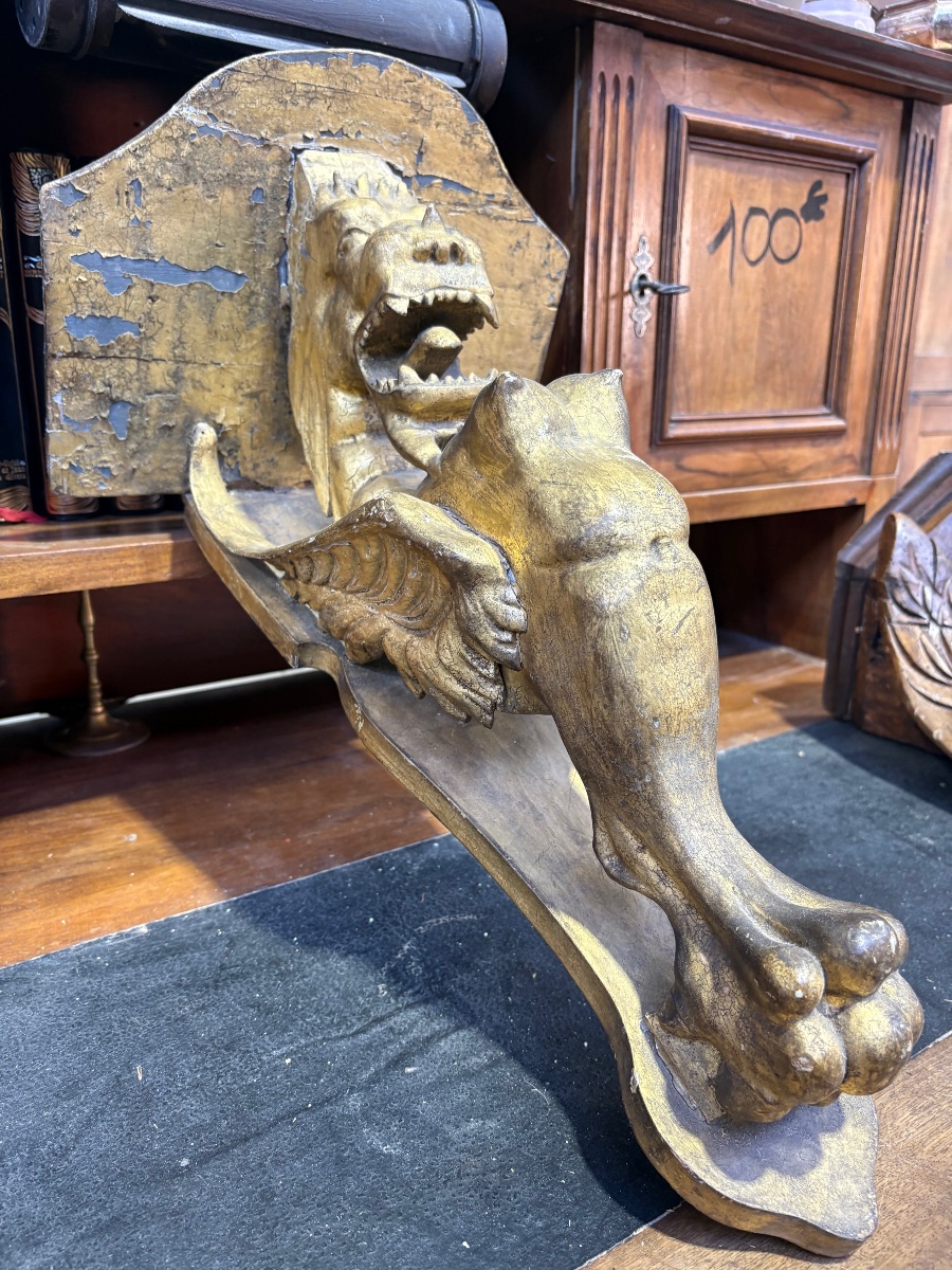 Wall Console With A Winged Dragon – Neo-gothic Style, 19th Century -photo-4