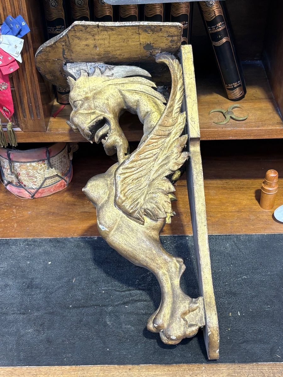 Wall Console With A Winged Dragon – Neo-gothic Style, 19th Century -photo-6