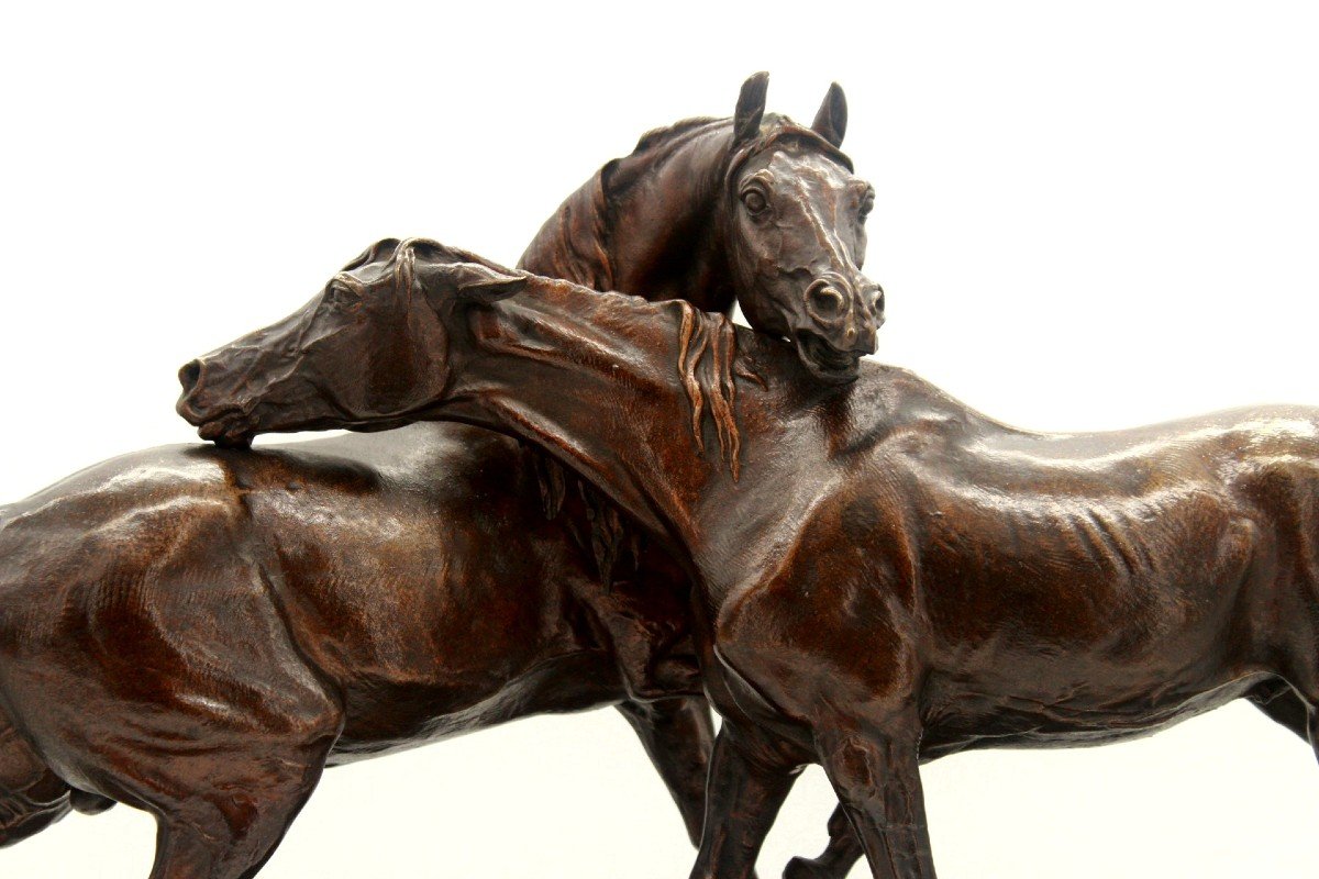 Bronze Animalier - l'Accolade - Tachiani et Nedjebé - Chevaux Arabe - Pierre Jules Mêne-photo-2