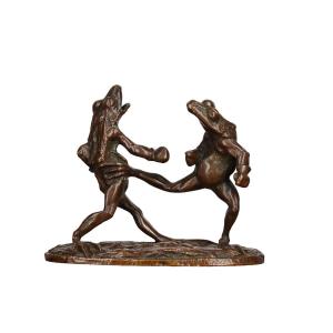 Humorous Animal Bronze - Frog Boxing Fight - Marcel Brisson