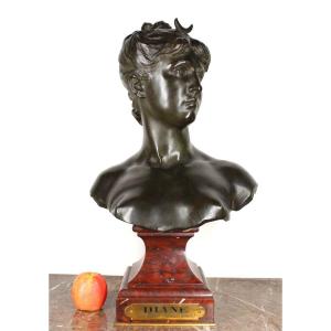 Bronze Mythologique Imposant Buste De Diane Mathurin Moreau Hors Concours Médaille d'Honneur