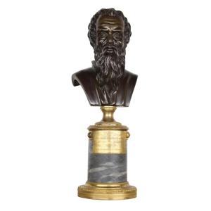 Épreuve en bronze Médecine - Buste de Galien - Époque Louis XVI - XVIIIeme / 18eme siecle 