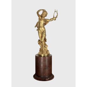 Gilded Bronze - Lyre Dancer - Mathurin Moreau Hors Concours