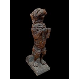 Chien art populaire en bois 19 eme travail forêt noir