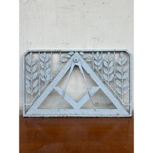 Wrought-iron And Cast-iron Panel With Masonic Symbolism, Early 20th Century.