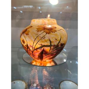 Art Nouveau Vase - Daum Décor Aux Arnicas -