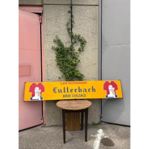 Monumental Enameled Sign Reading “lutterbach – Alsatian Beer” – Circa 1930–1950